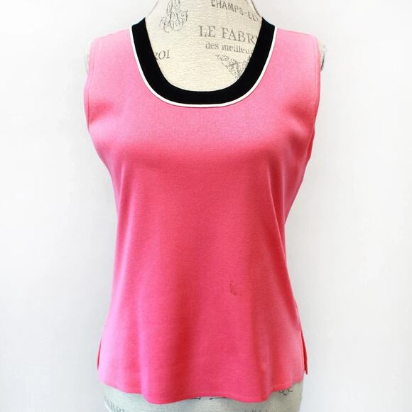 Ming Wang Pink Open Front Classic 100% Filament Cardigan Jacket & Top Set Small - Picture 10 of 14